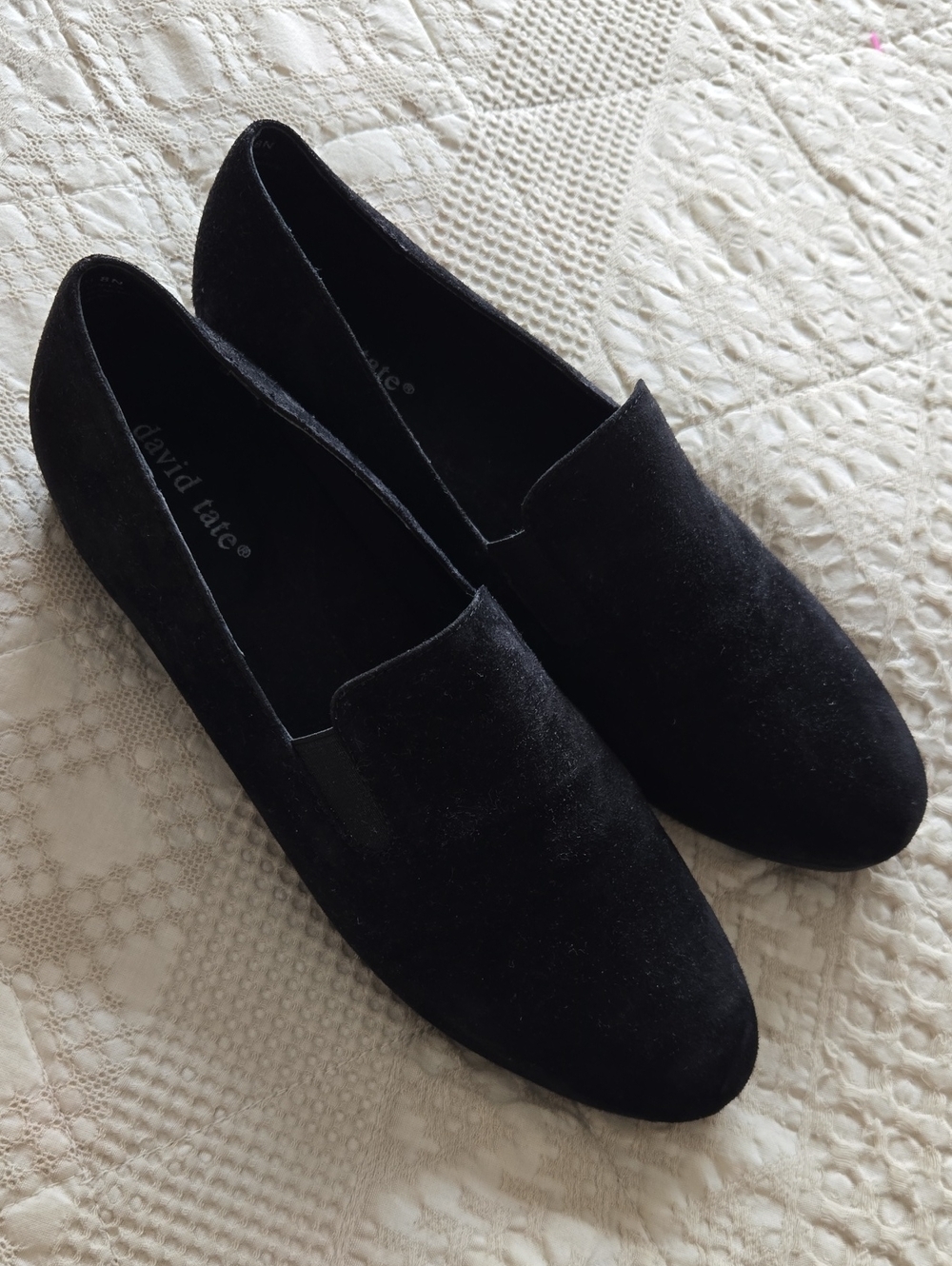 David Tate Black Suede Slip-On Loafers Normcore Elevated Basic Classic 8N